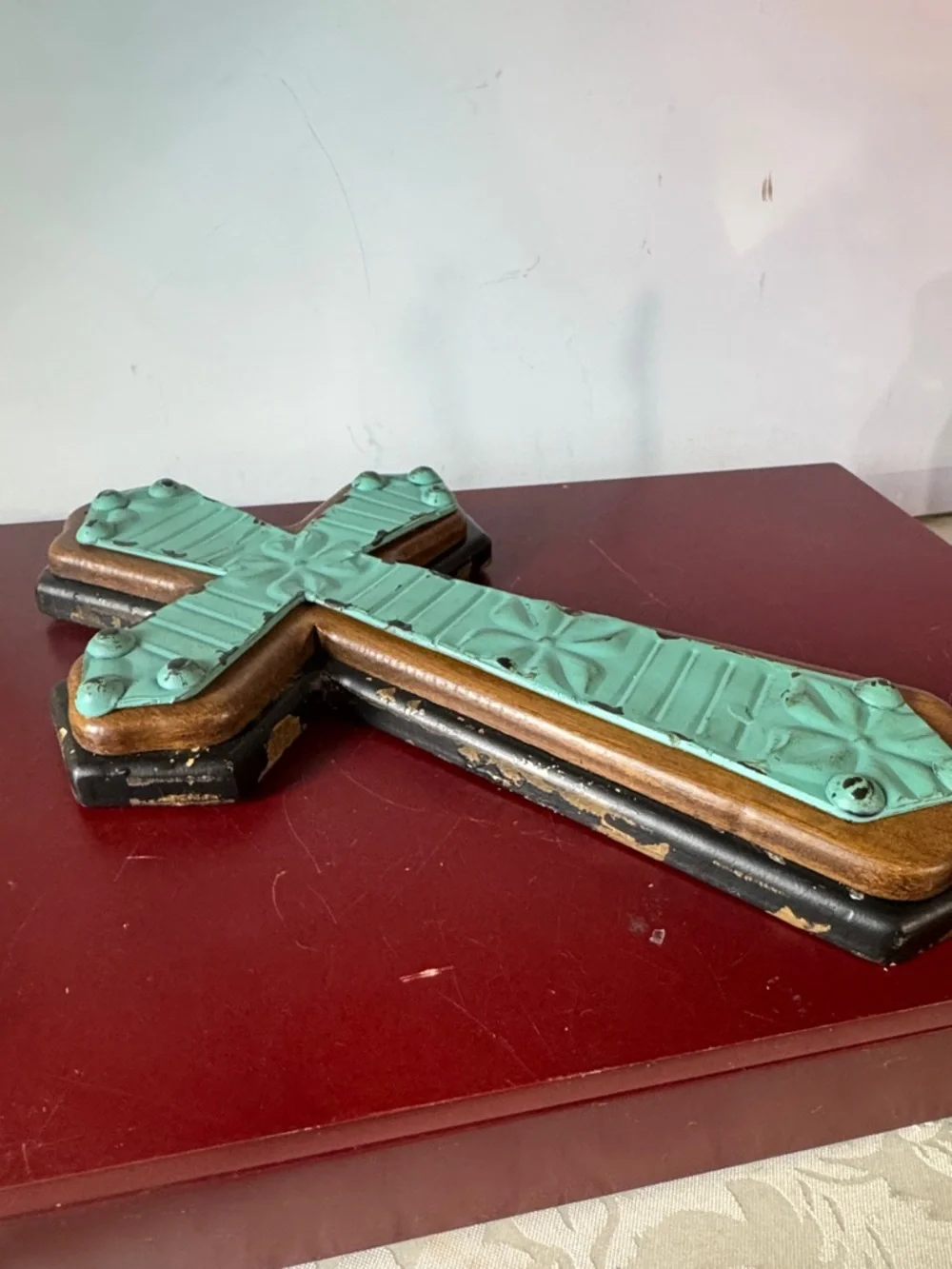 Decorative Turquoise Cross Wall Accent - Unbranded